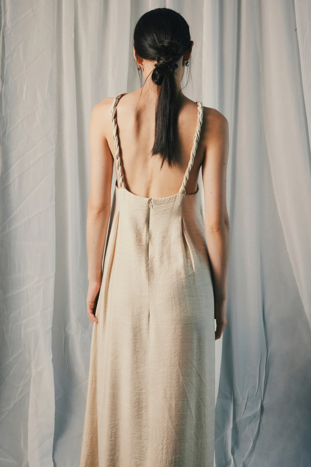 Twisted Noon Halter Draped Maxi Dress