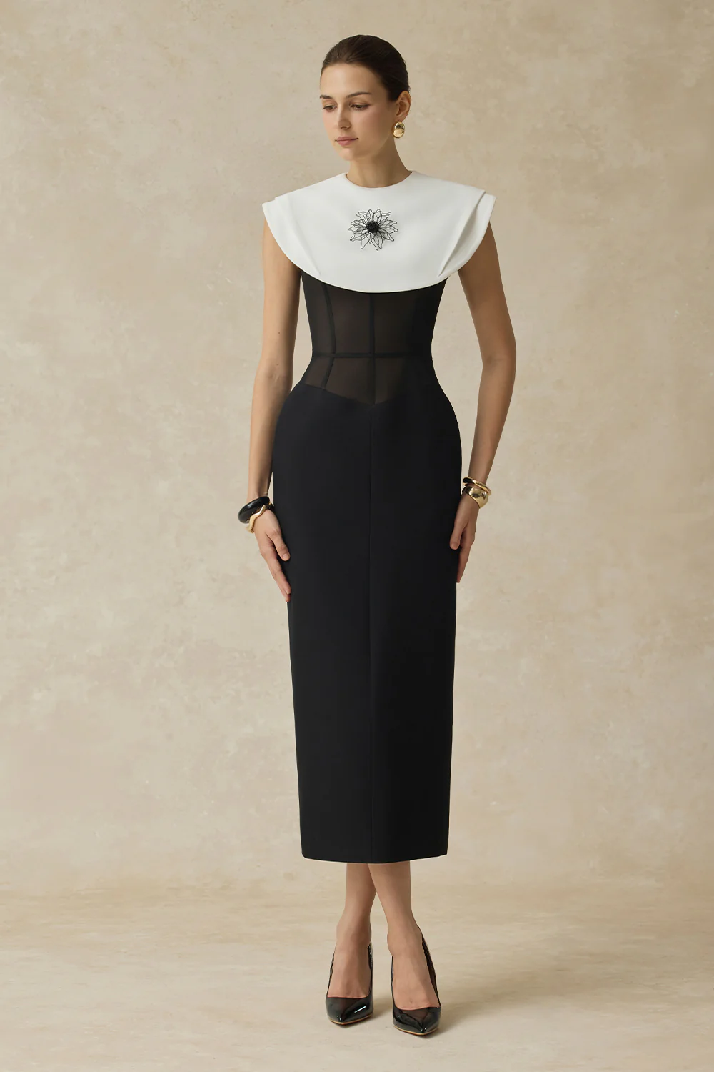 Lani Pencil Cap Sleeves Midi Dress