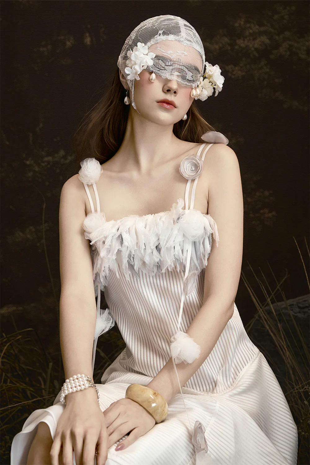 Thalia A-line Applique Midi Dress