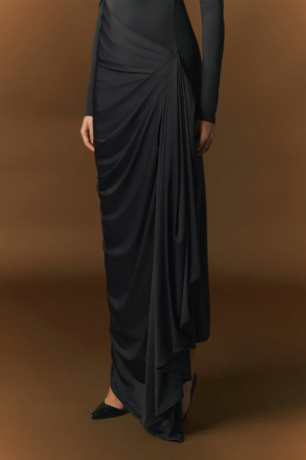 Lyra Sheath Turtle Neck Tencel Maxi Dress