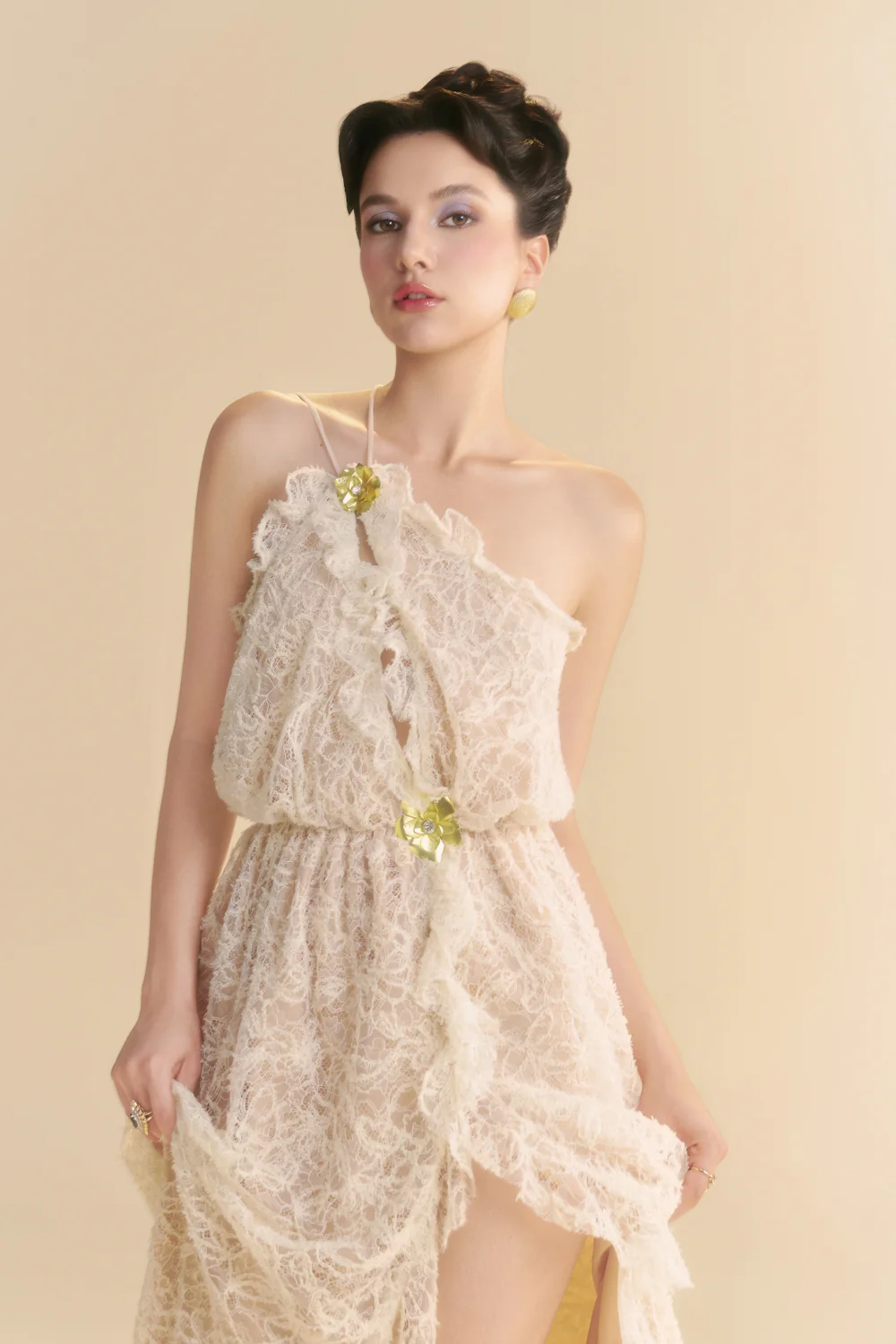 Ivoria Blouson Ruffle Maxi Dress