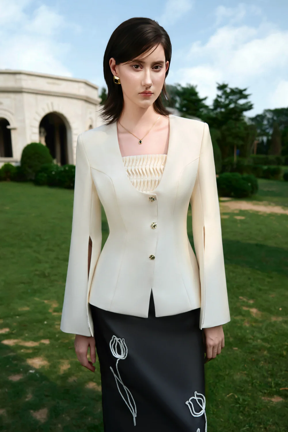 Grace Straight Embroidery Skirt