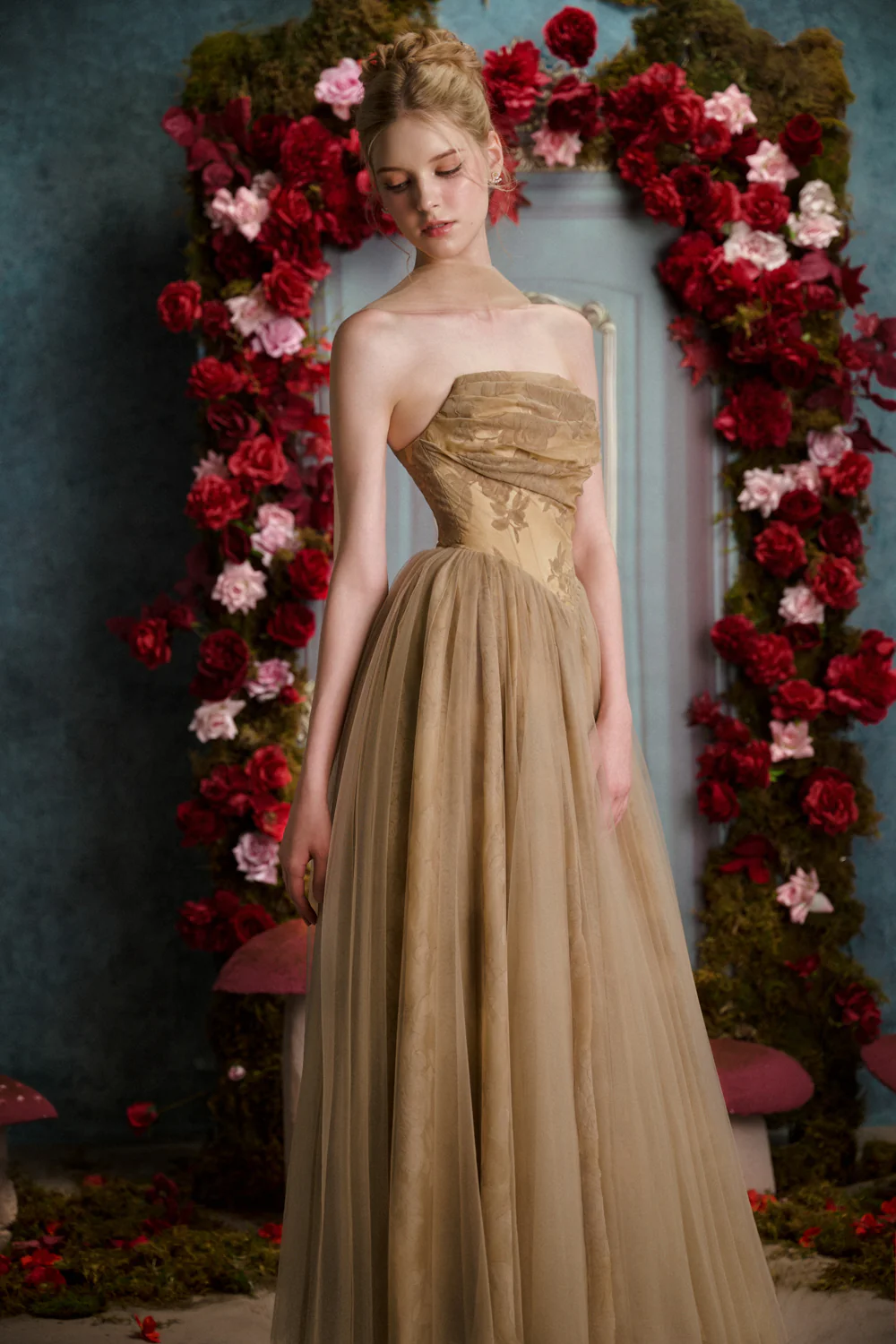 Amelia A-line Gathered Tulle Maxi Dress