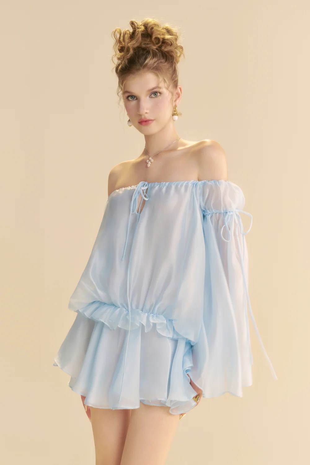 Alize Blouson Ribbon Mini Dress