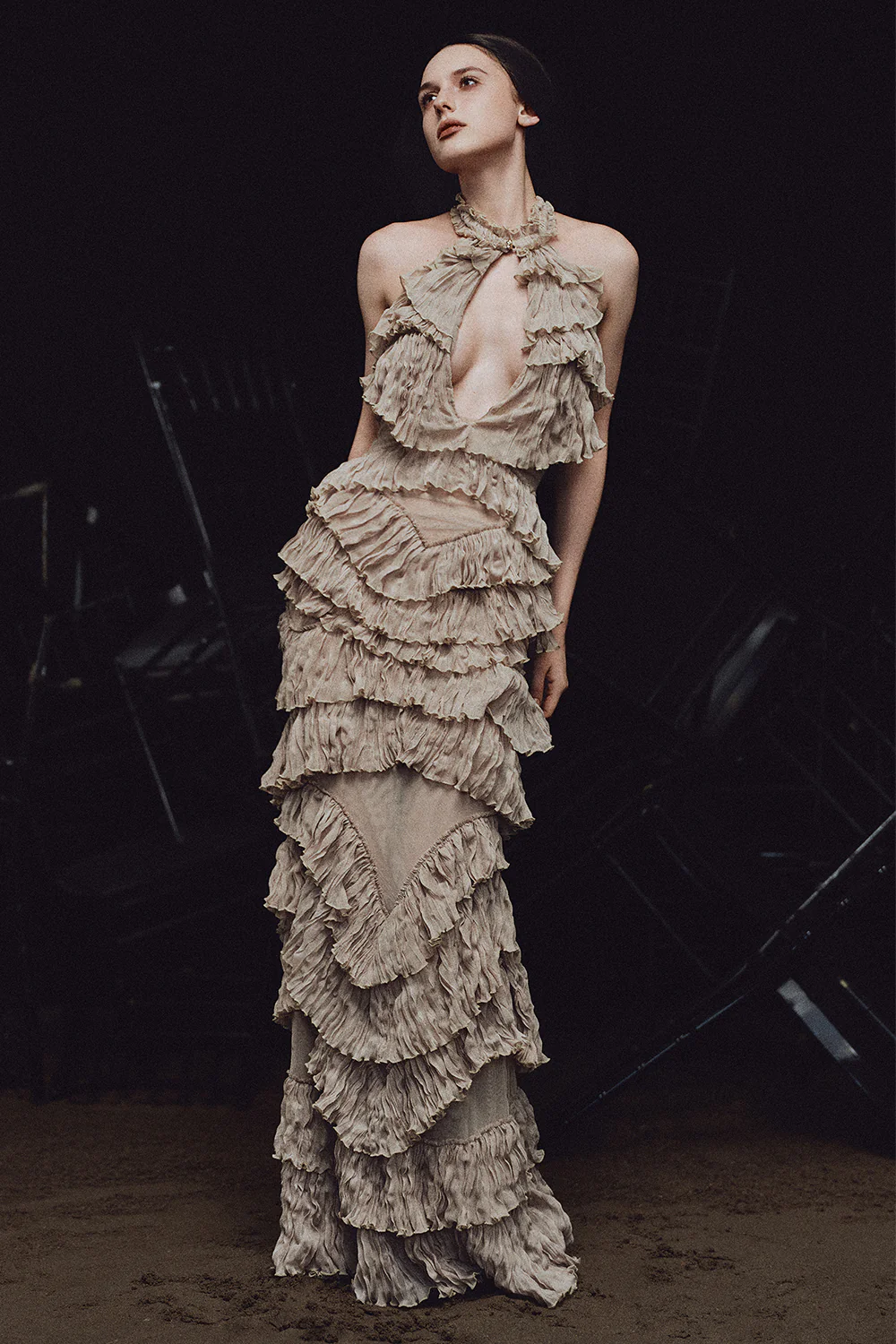 Cassandra Mermaid Ruffle Maxi Dress