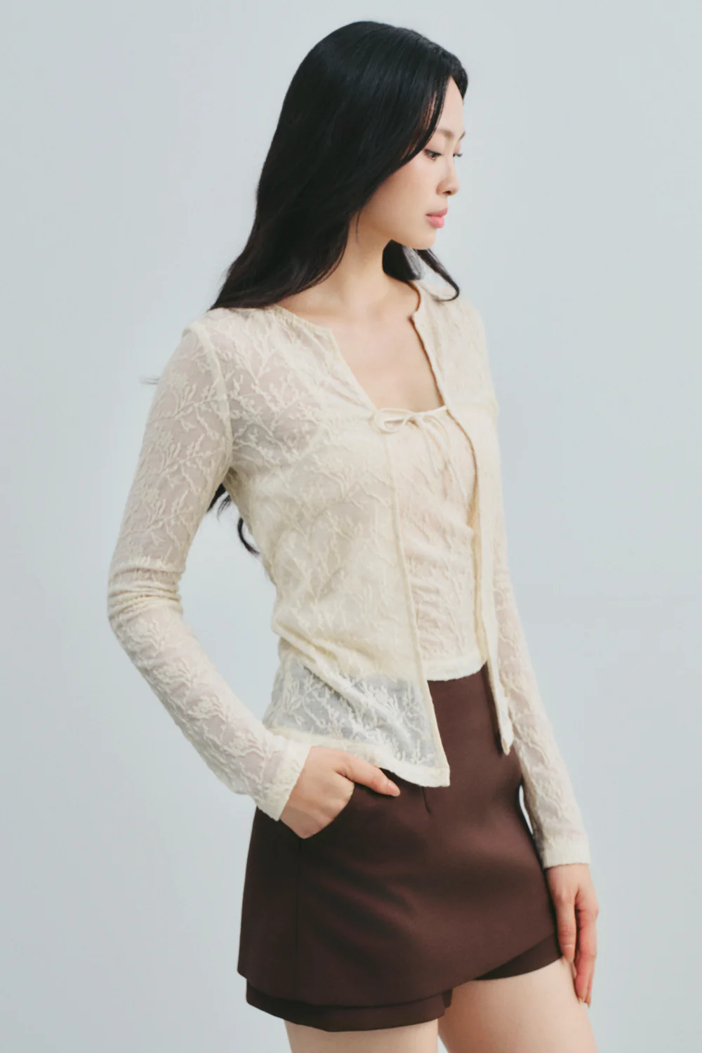 Cassia Round Neck Ribbon Top