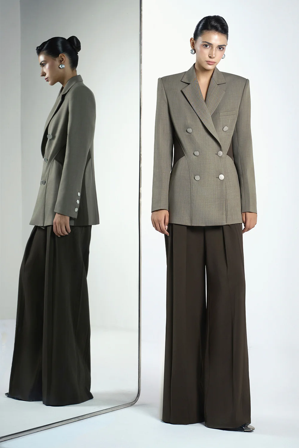 Vie Straight Draped Twill Floor Length Pants