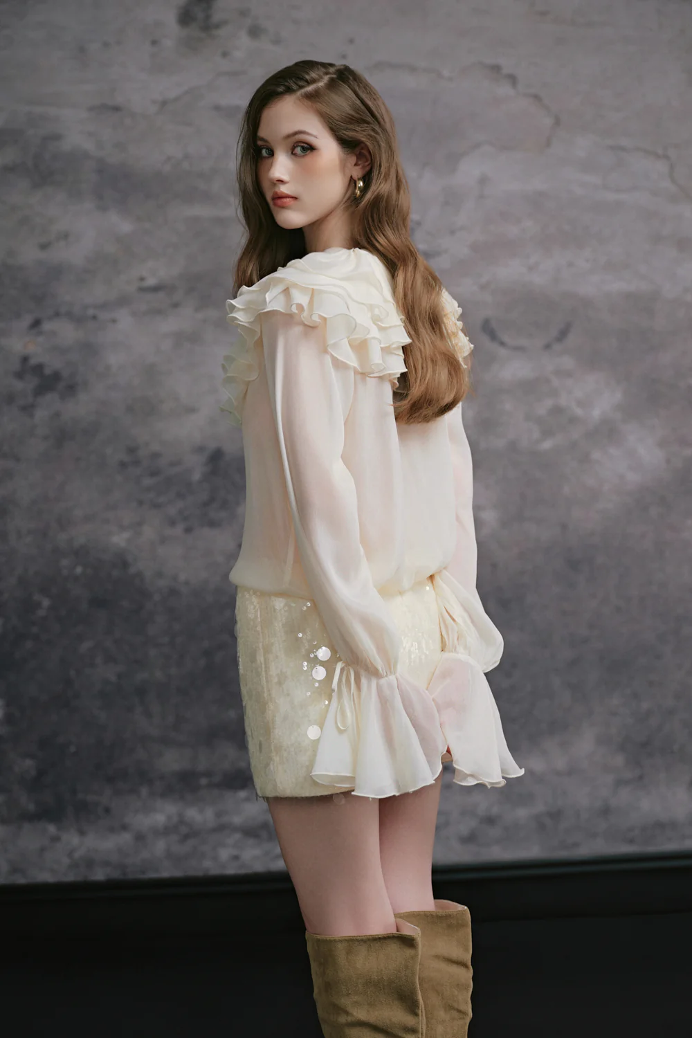 Kenna Bell Sleeve Ruffle Top