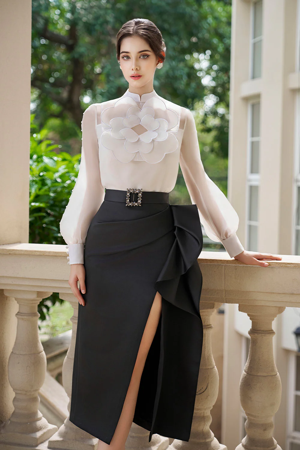 Leilani Straight Bishop Sleeved Organza Shirt
