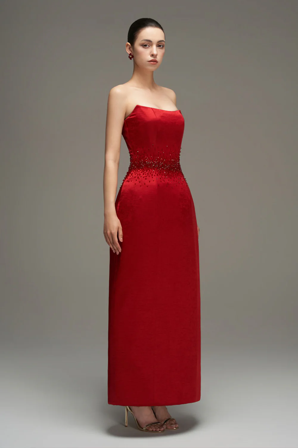 Thalia Sleeveless Taffeta Maxi Dress