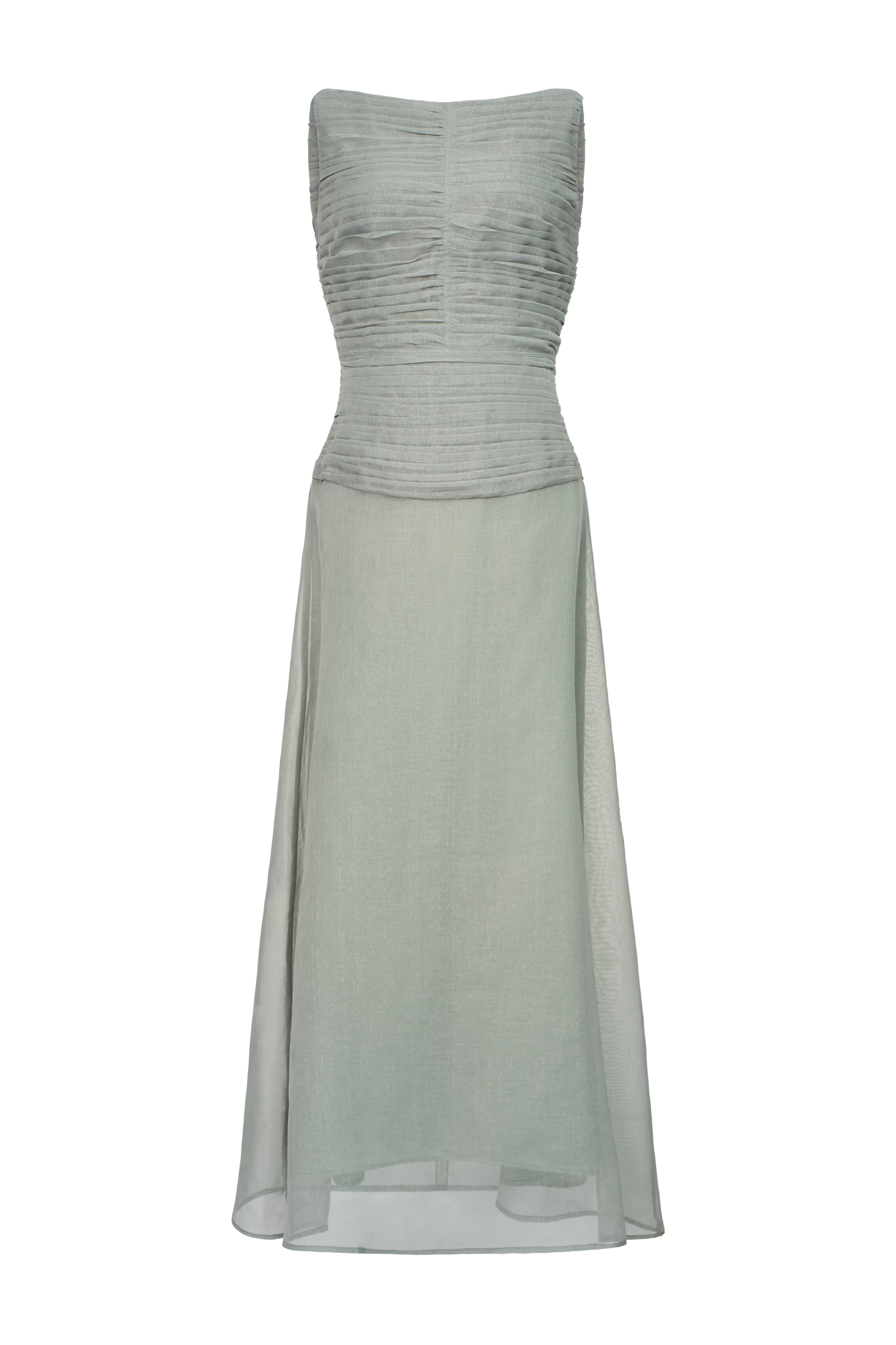 Cora A-line Cape Shoulder Floss Silk Maxi Dress