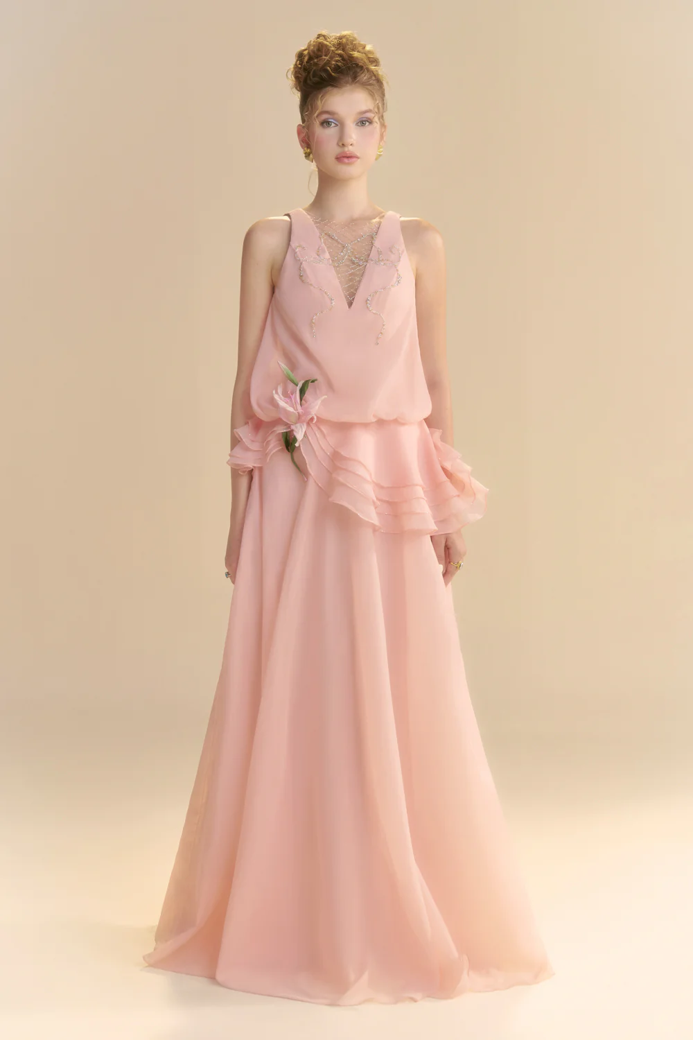 Lys Blouson Draped Maxi Dress