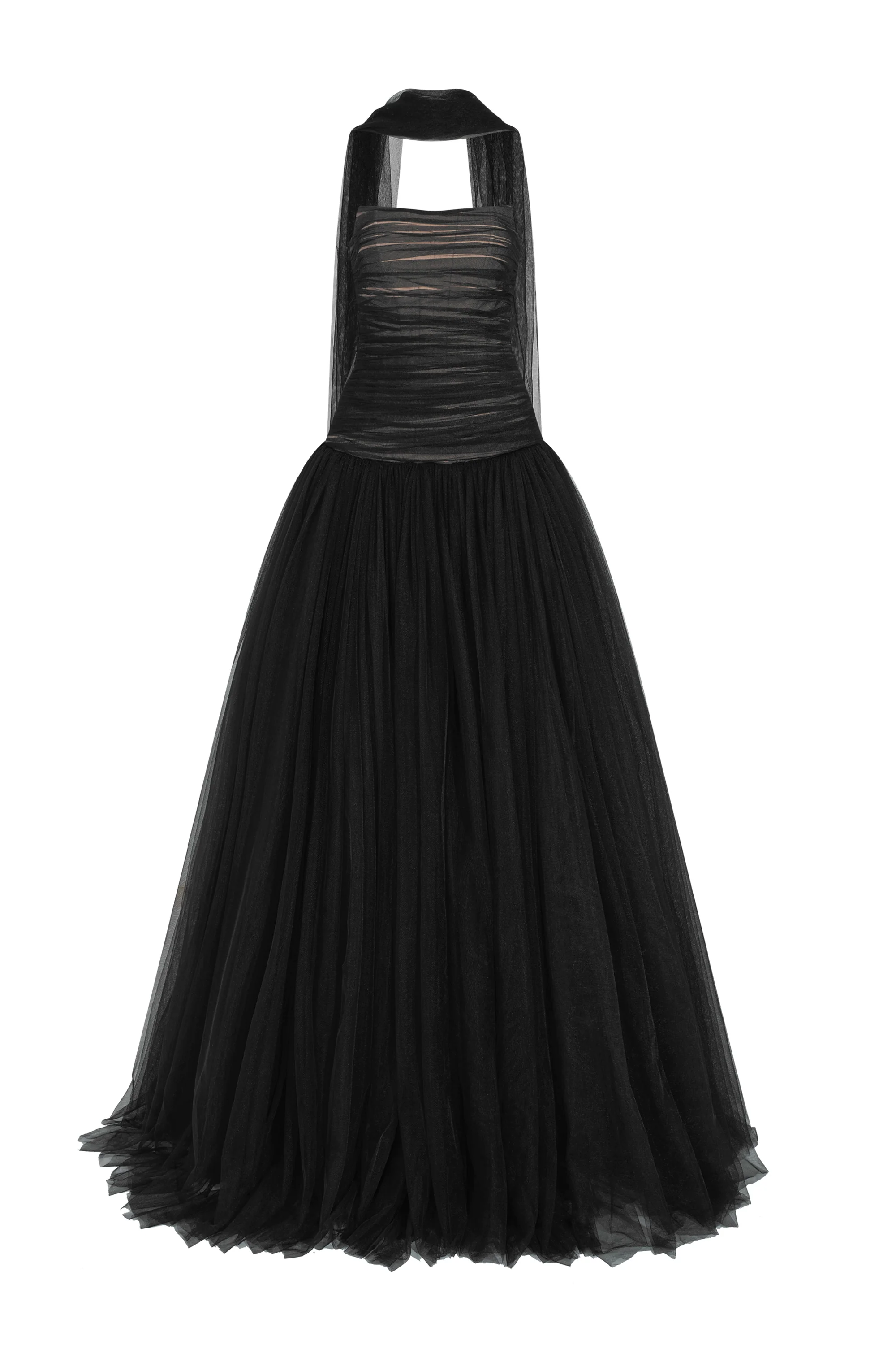 Midnight Straight Across Gathering Maxi Dress