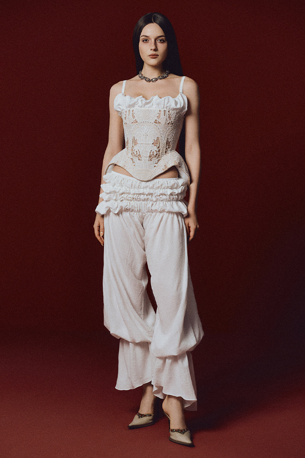 Venetian Peplum Embroidery Top