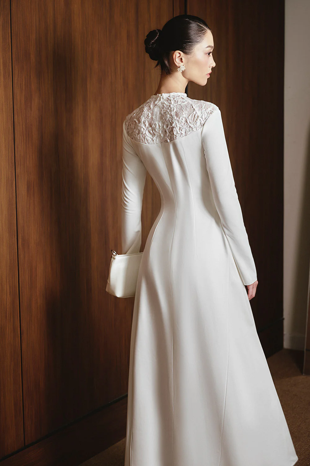 Eleanore A-line Round Neck Ribbed Cotton Ankle Length Dress