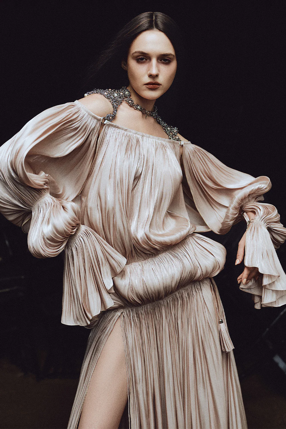 The Tempest Bishop Sleeve Tassel Maxi Dress