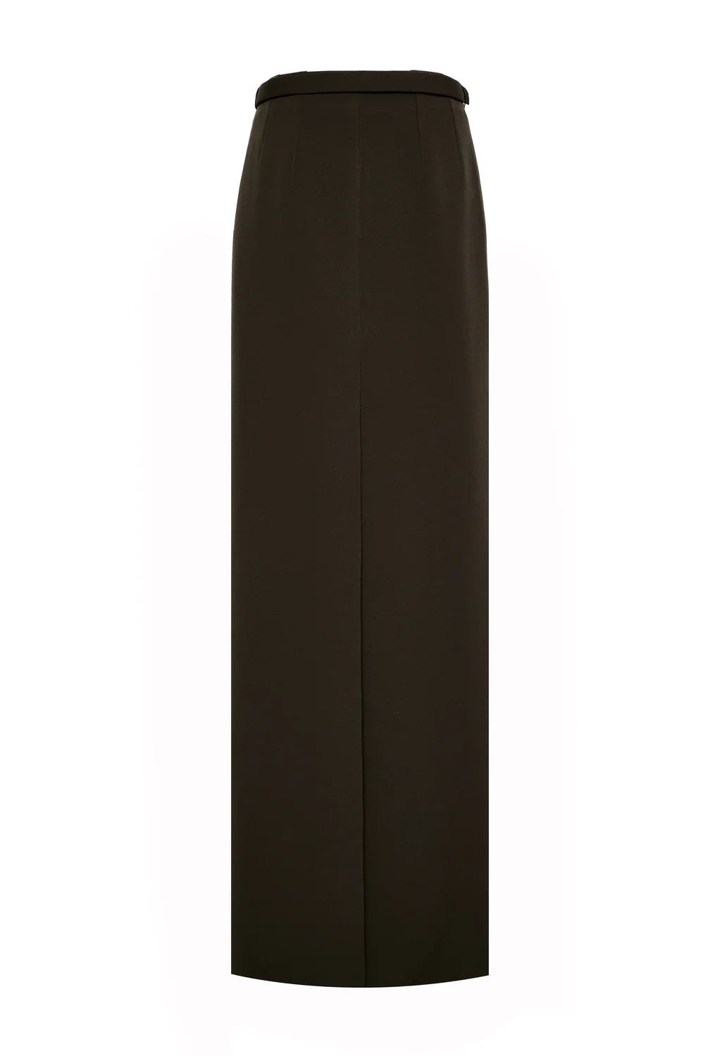 Sylvara Straight Belt Strap Crepe Floor Length Skirt