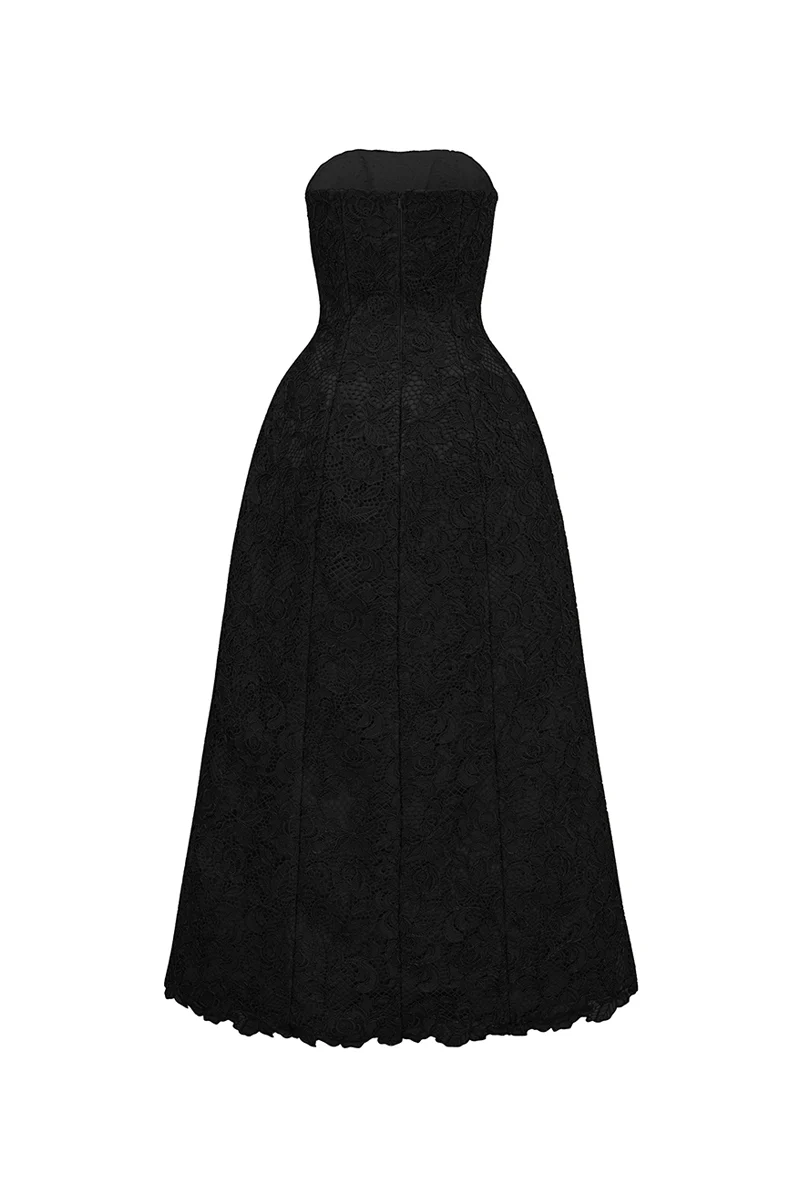 Paulina Straight Across Lace Maxi Dress