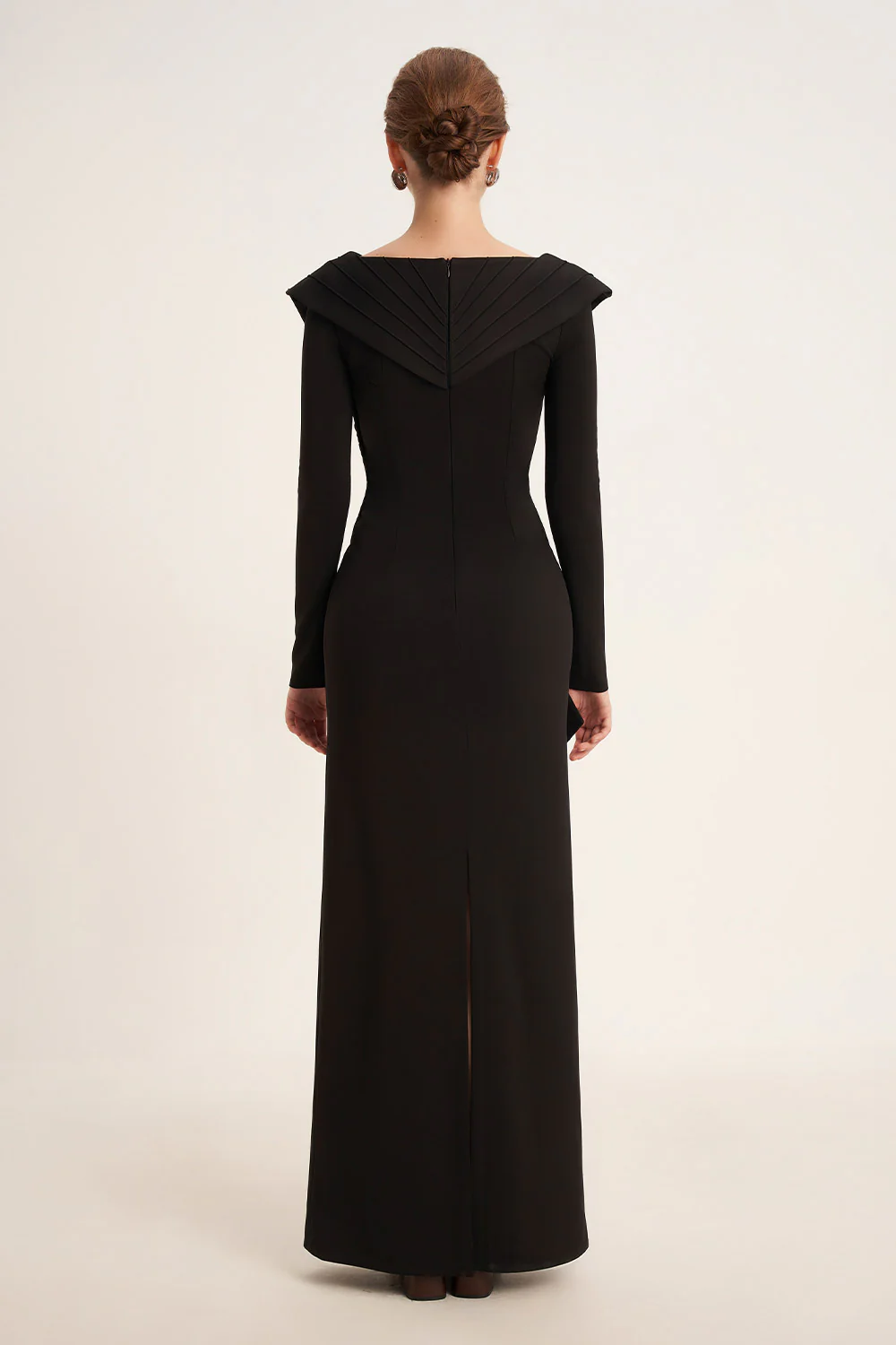 Salvia Sheath Back Slit Cotton Floor Length Dress