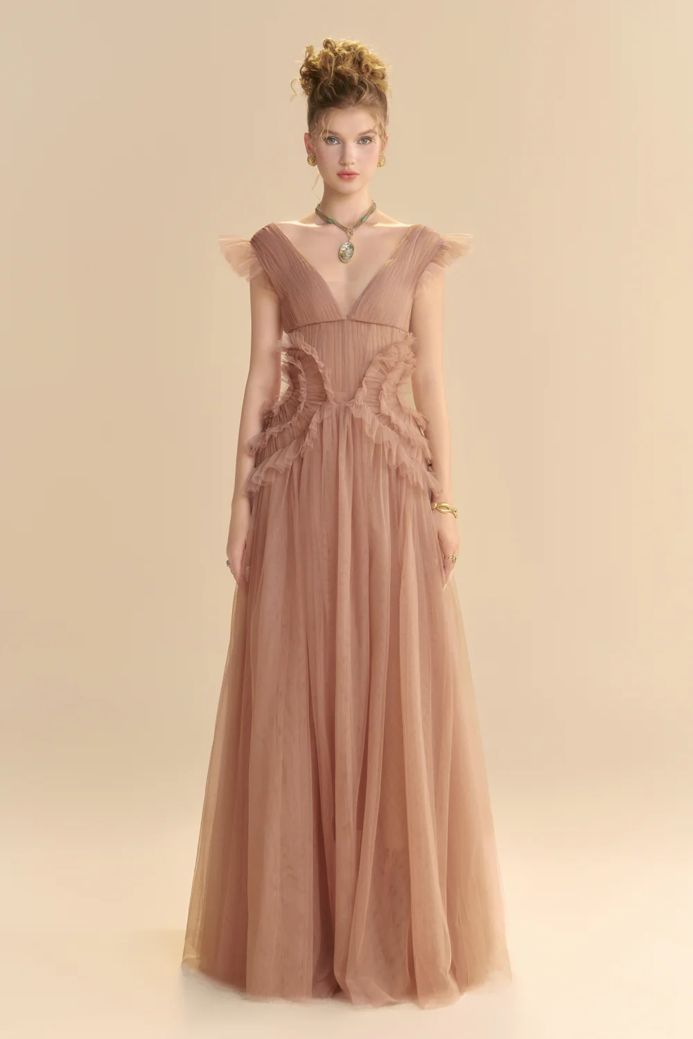 Saphara V-Neck Ruffle Maxi Dress