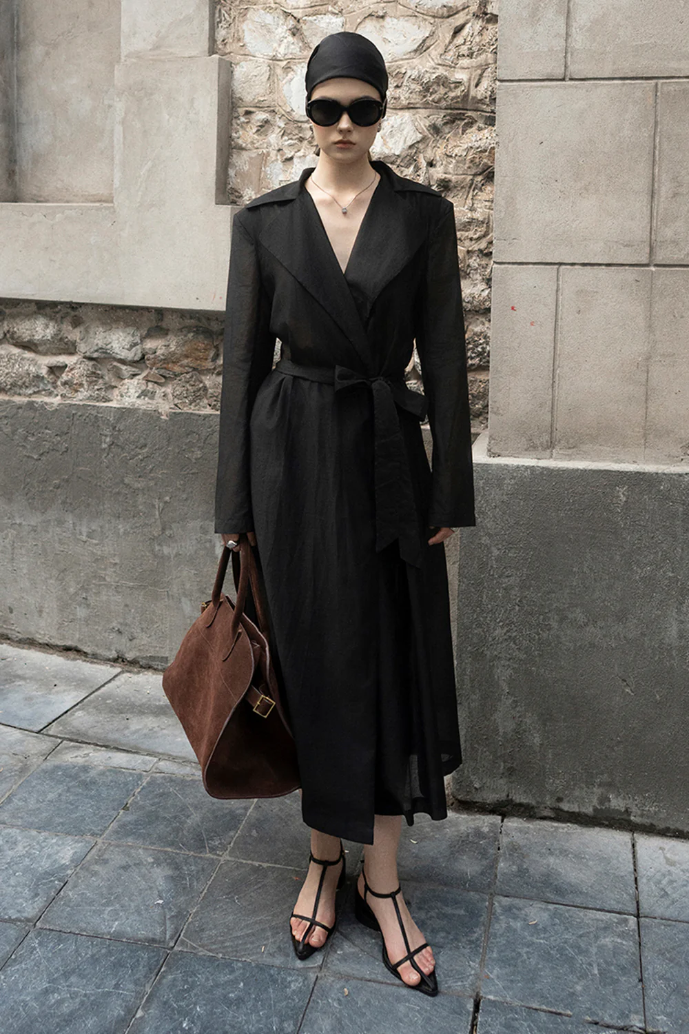 Dali A-line V-Neck Rayon Calf Length Jacket