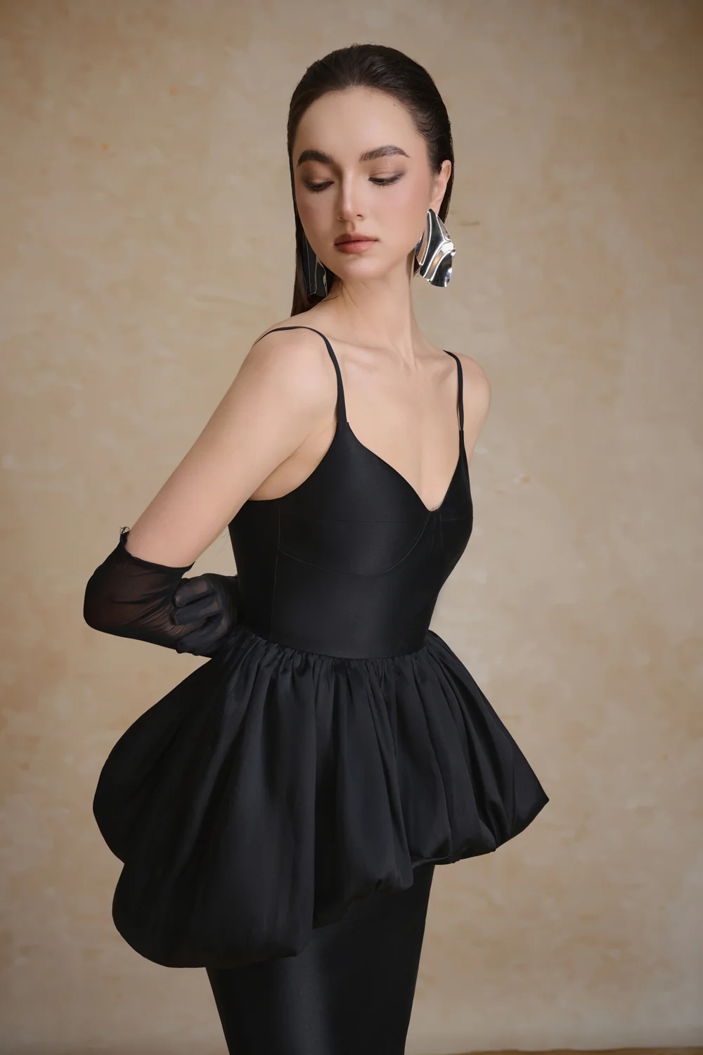 Lullaby Peplum Gathering Maxi Dress