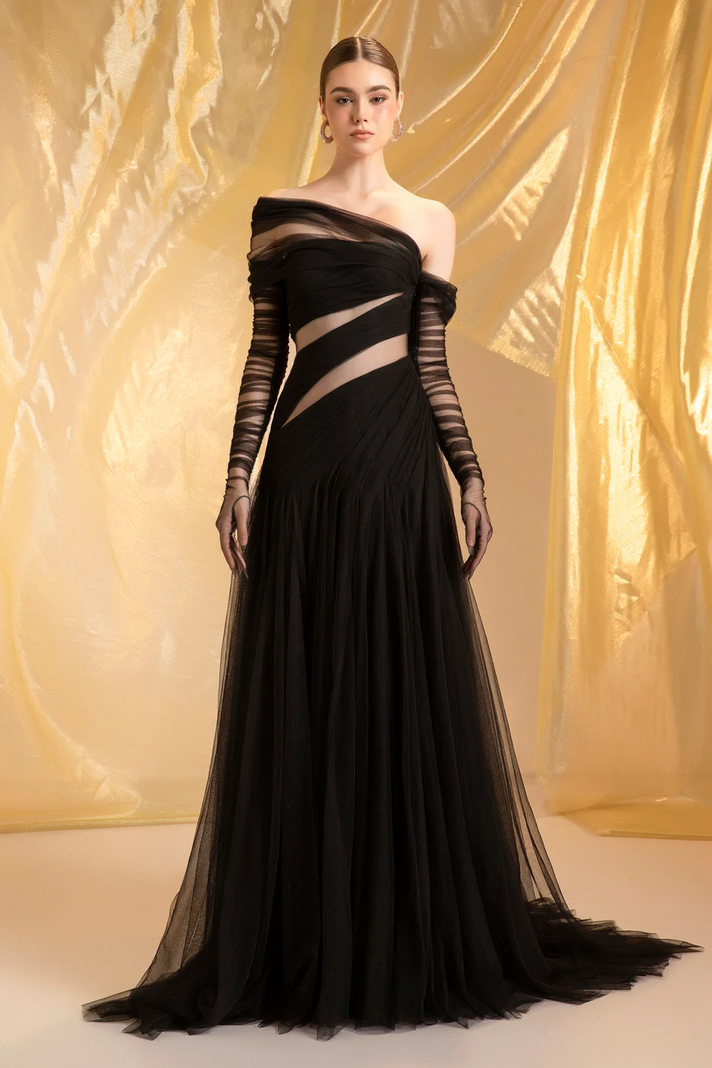 Ethereal One Shoulder Draped Maxi Dress