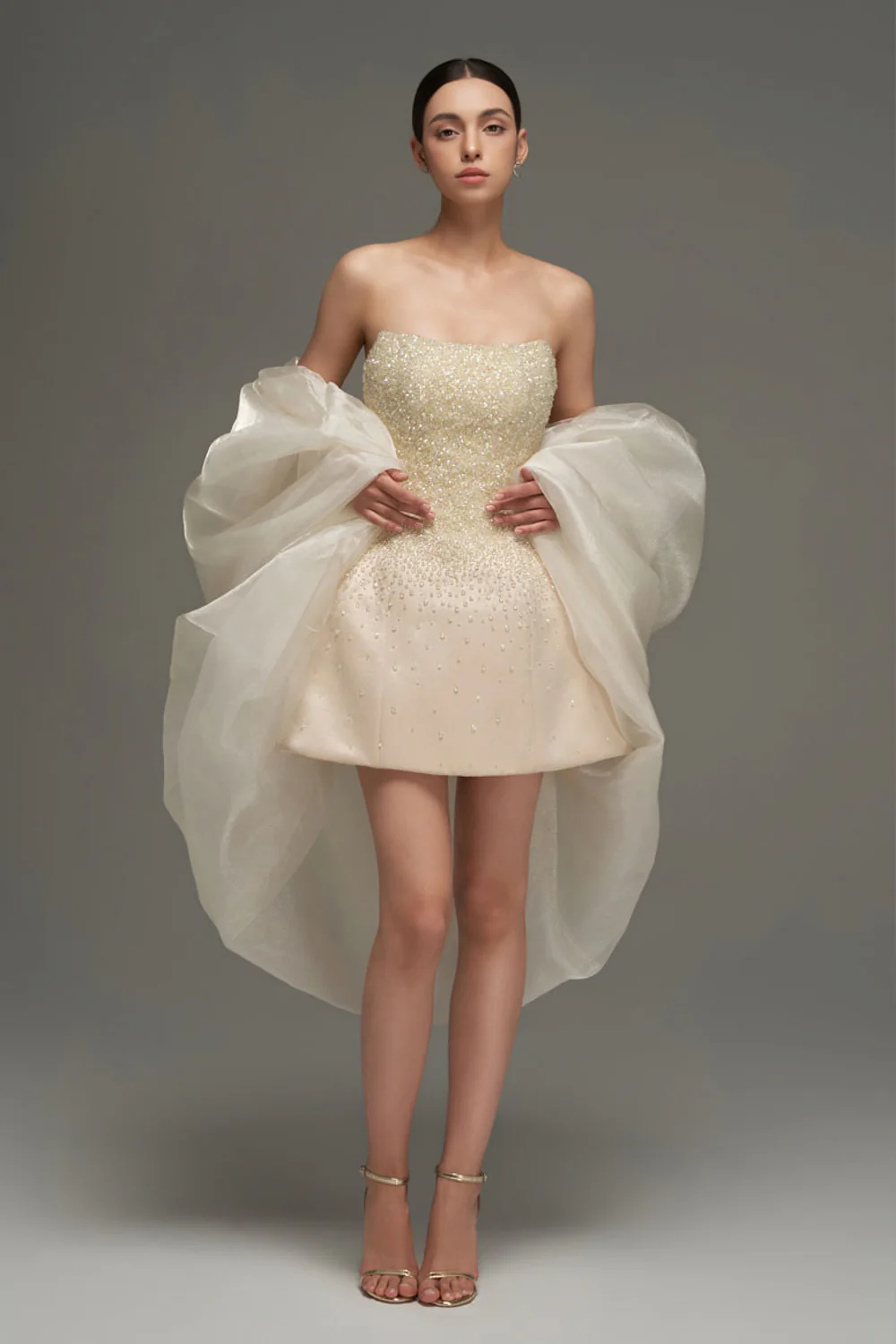 Cadence A-line Cape Sleeve Mini Dress