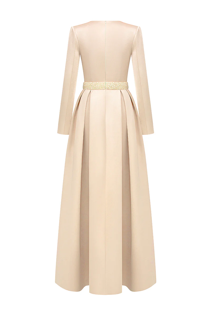 Kinsley Trapeze Neck Draped Maxi Dress