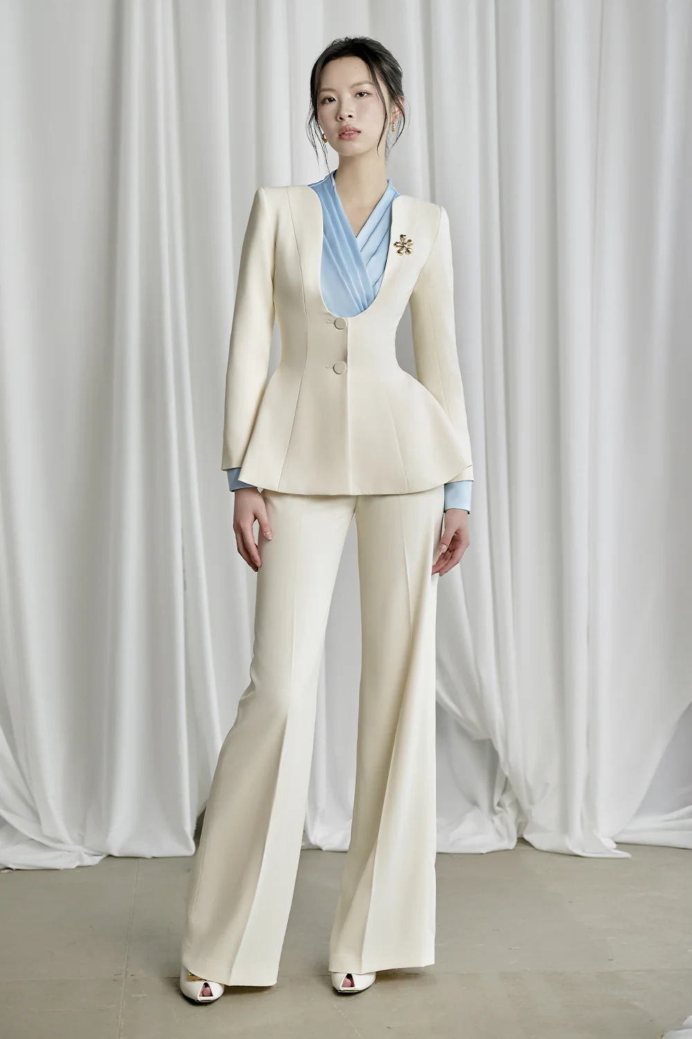 Trinity Straight Cowl Neck Silk Satin Top