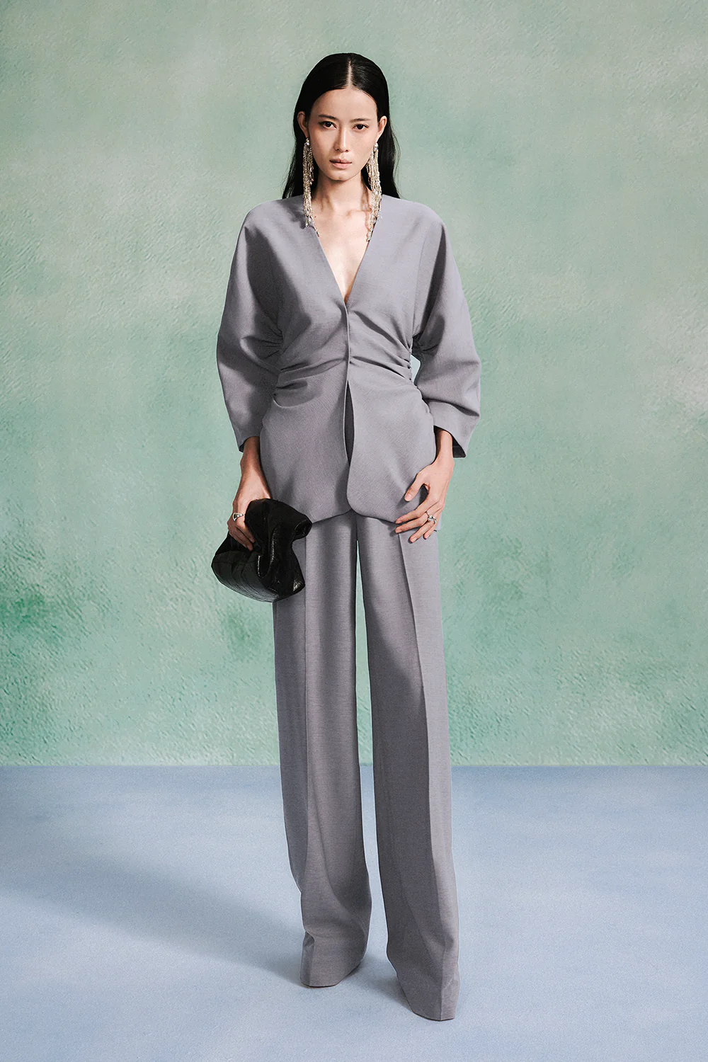 Nayeli Peplum V-Neck Twill Top