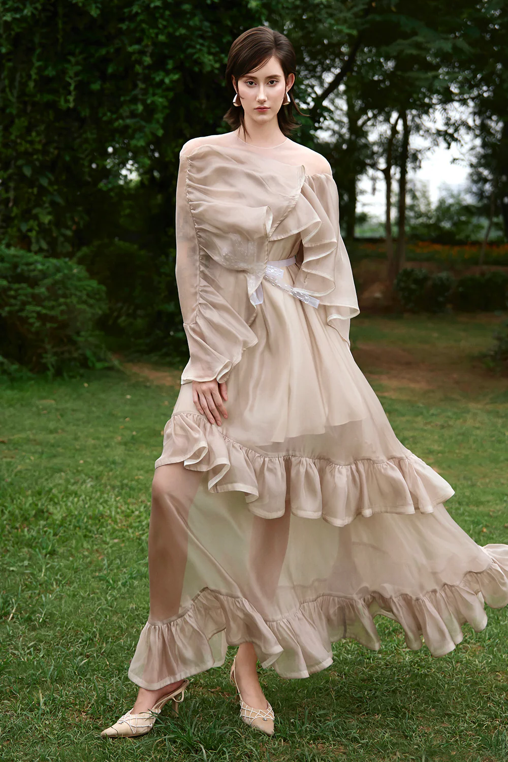 Gemma Illusion Ruffle Maxi Dress