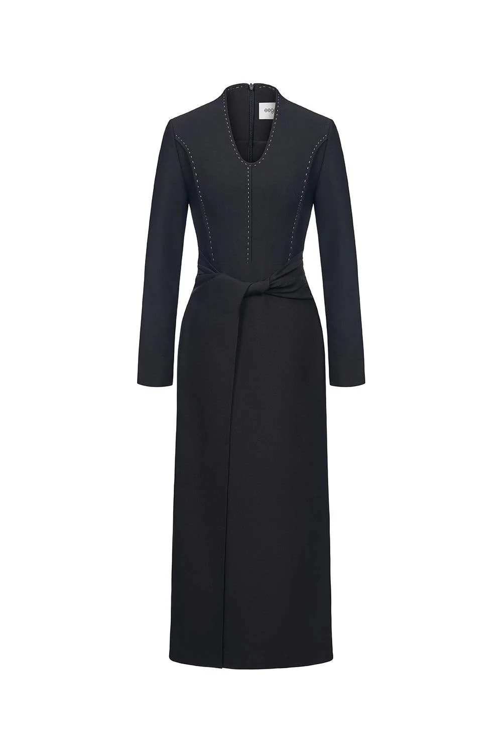 Elara Sheath V-Neck Cotton Blend Midi Dress