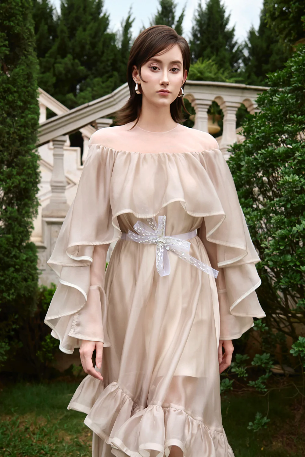 Gemma Illusion Ruffle Maxi Dress