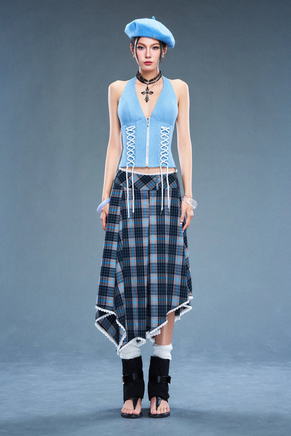 Gambit Halter Neck Denim Top