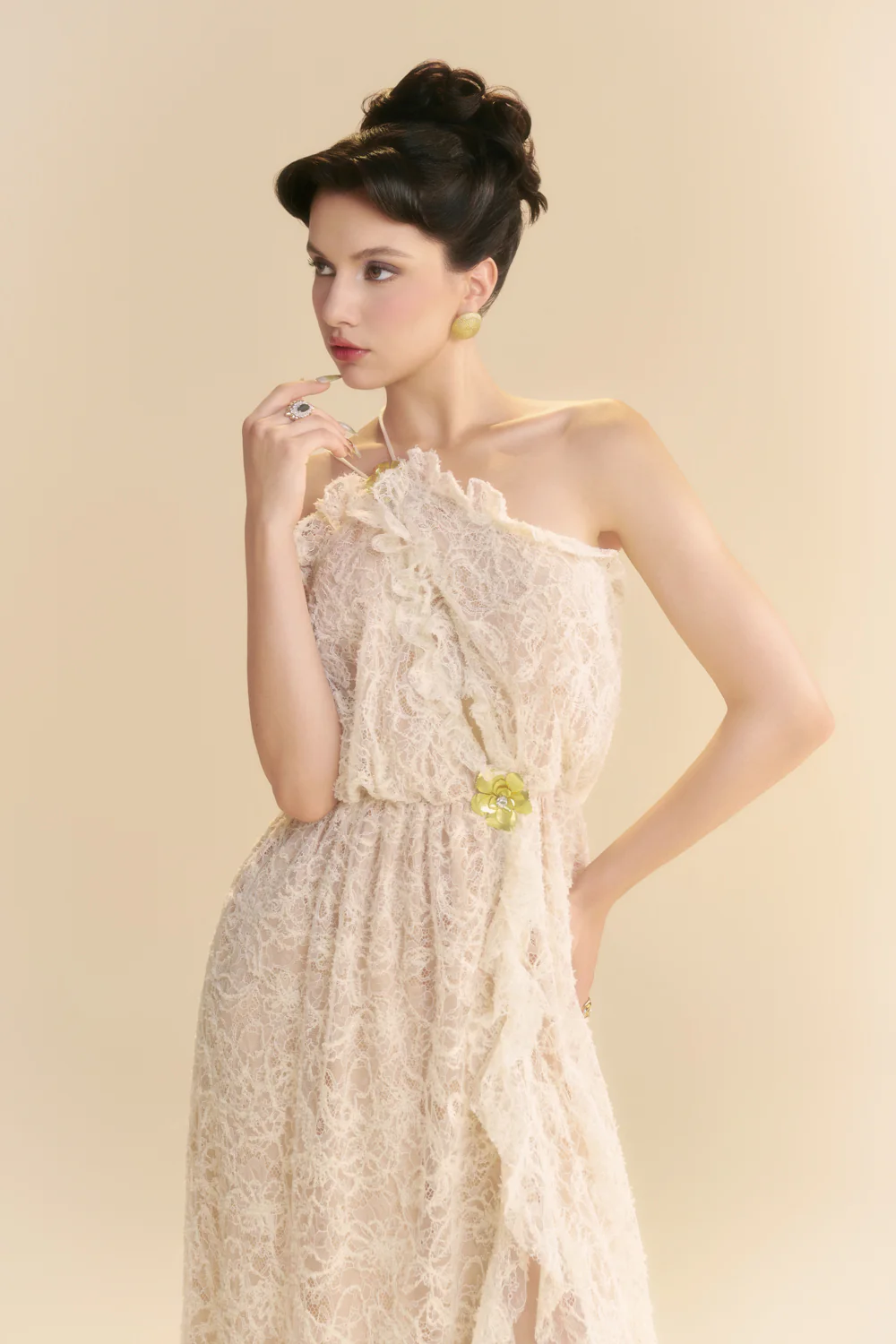 Ivoria Blouson Ruffle Maxi Dress