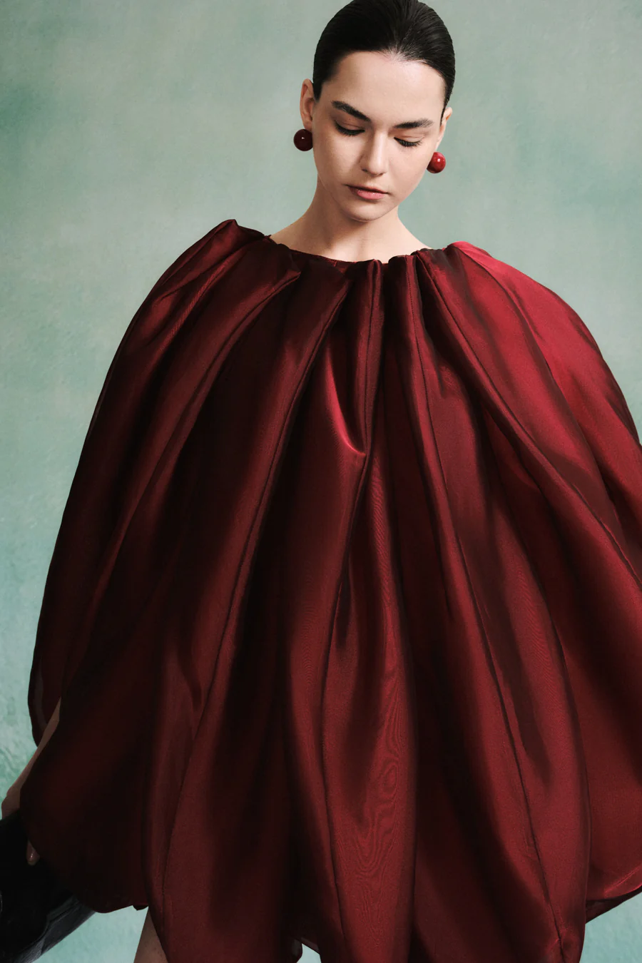 Maia Bubble Gathered Organza Mini Dress