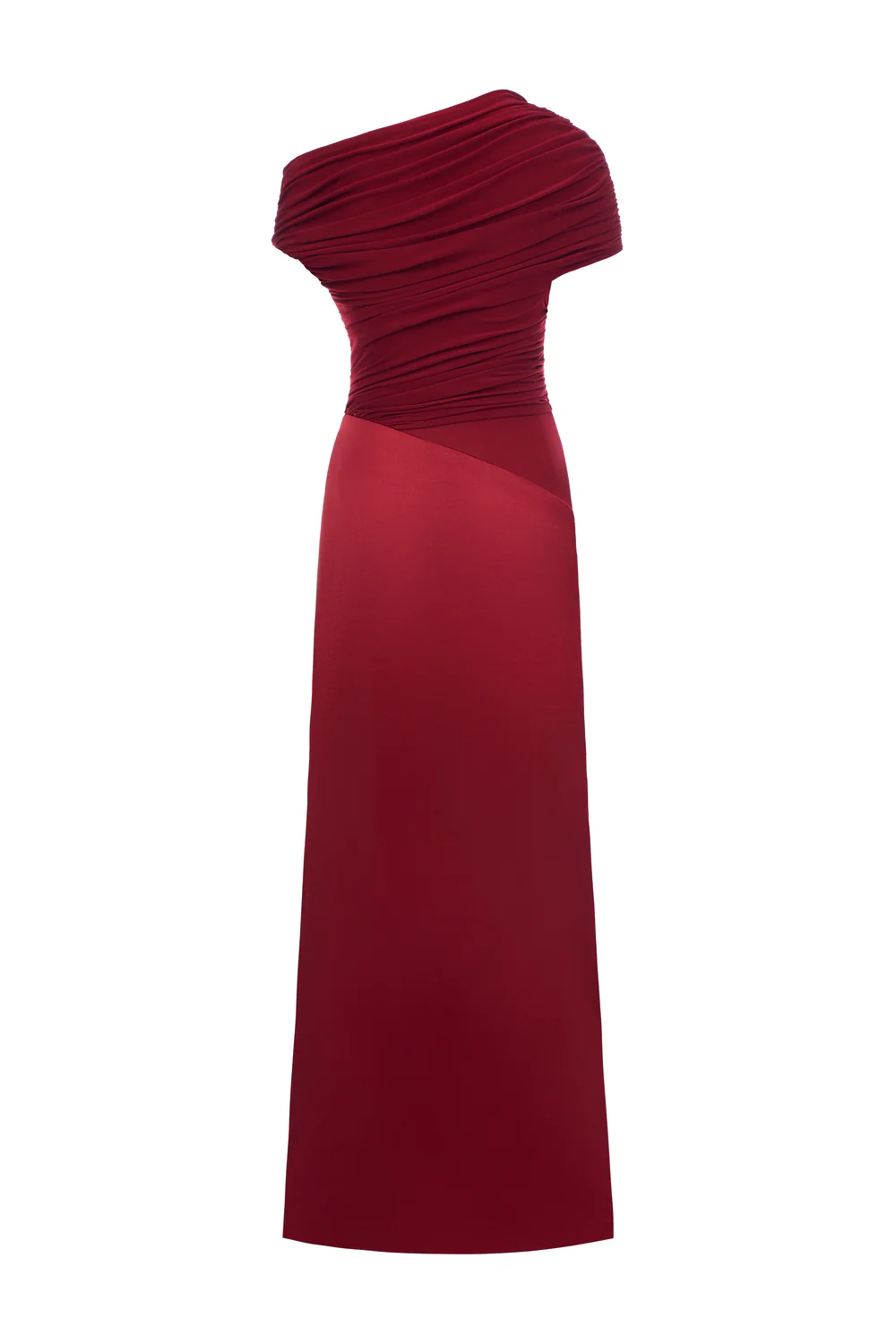 Enya Asymmetric Neck Gathering Maxi Dress