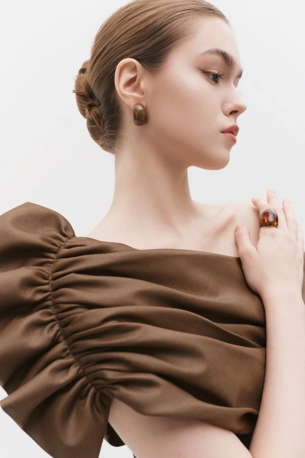 Alida Asymmetric Neck Gathering Bodysuit