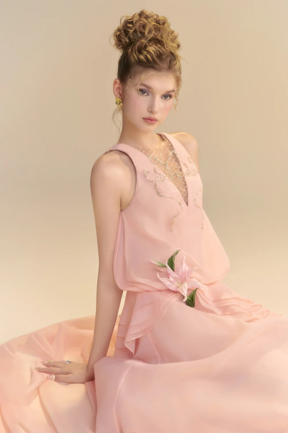 Lys Blouson Draped Maxi Dress