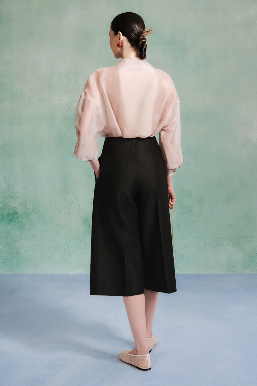 Malaya Straight Cuff Sleeved Silk Organza Shirt