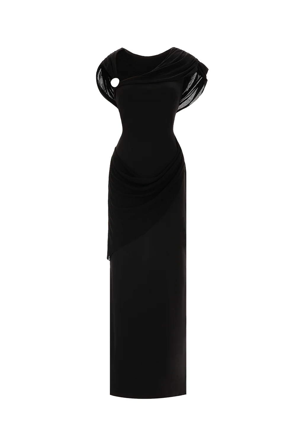 Elderberry Sheath Asymmetric Neck Cotton Spandex Ankle Length Dress