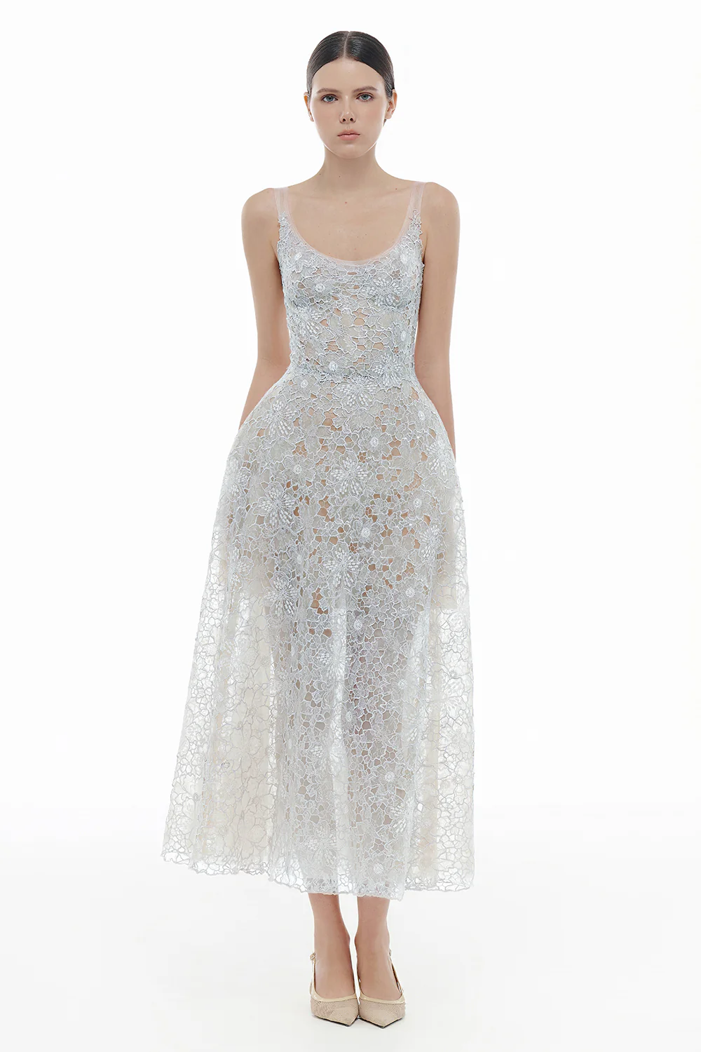 Coralie Scoop Applique Midi Dress