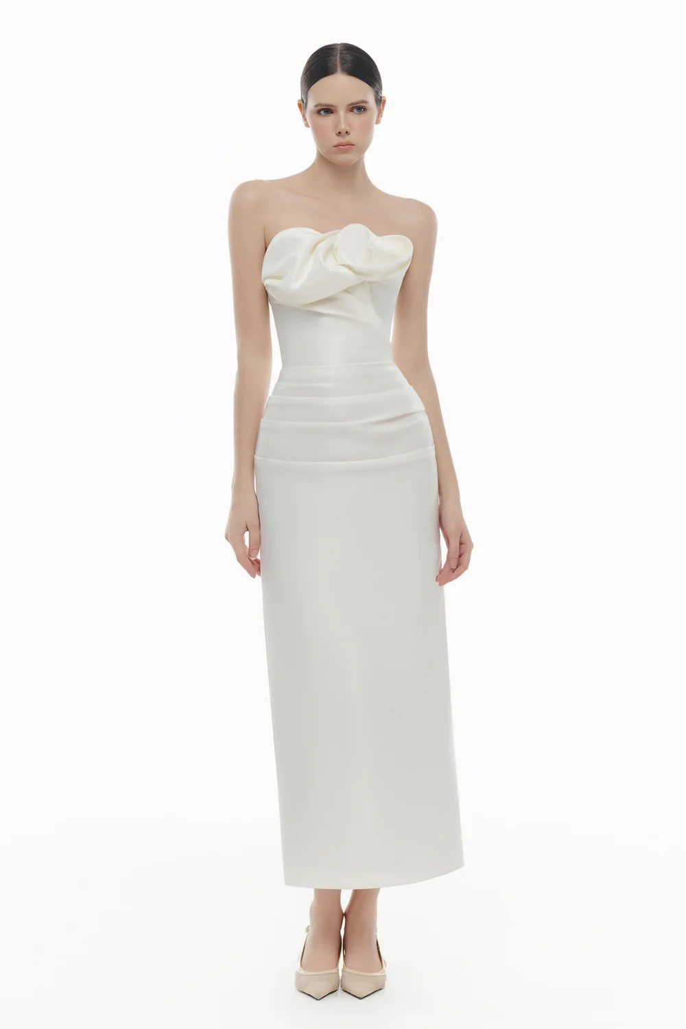 Lucienne Curved Draped Midi Dress