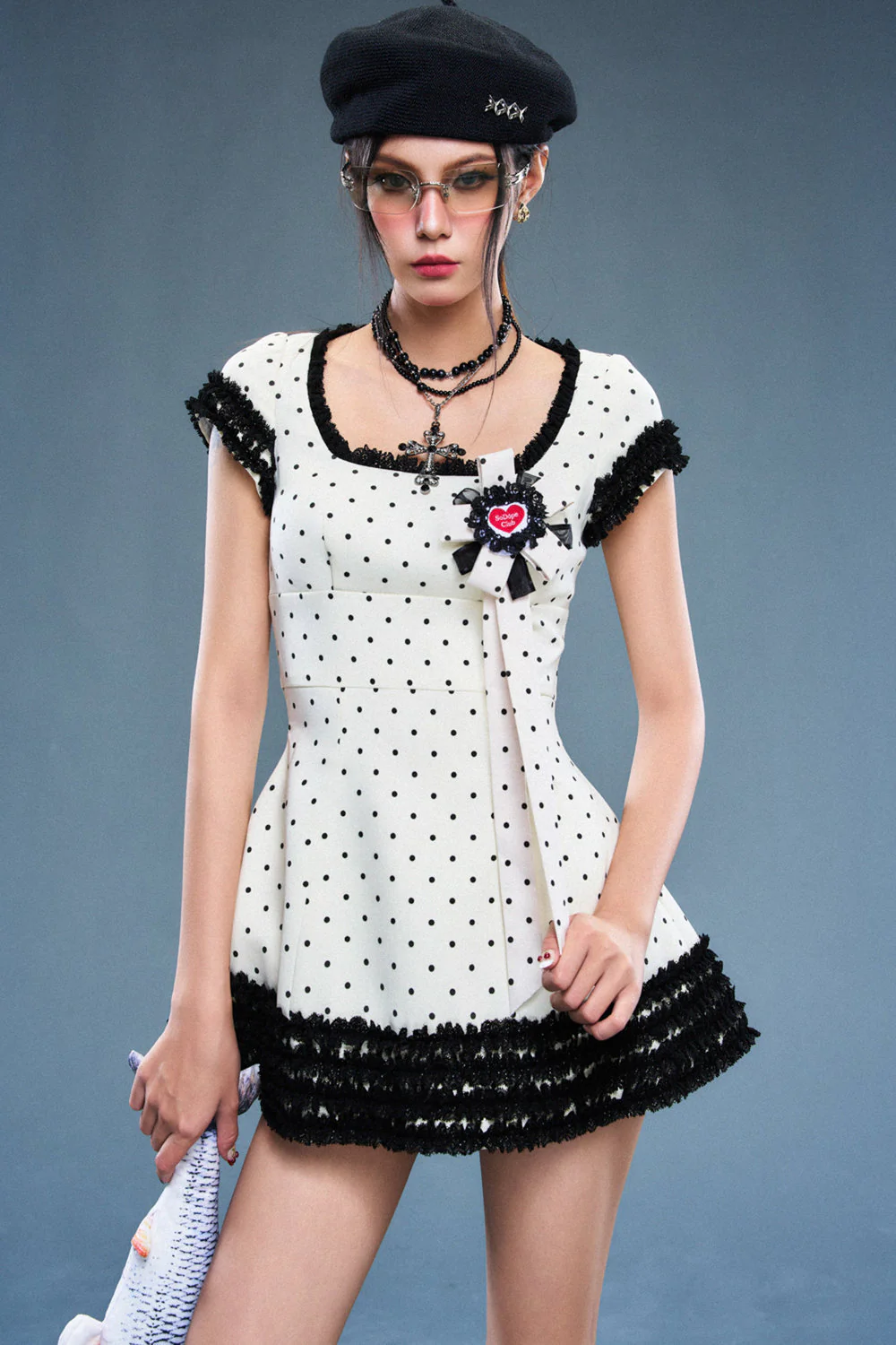 Raven Scoop Neck Ruffle Mini Dress