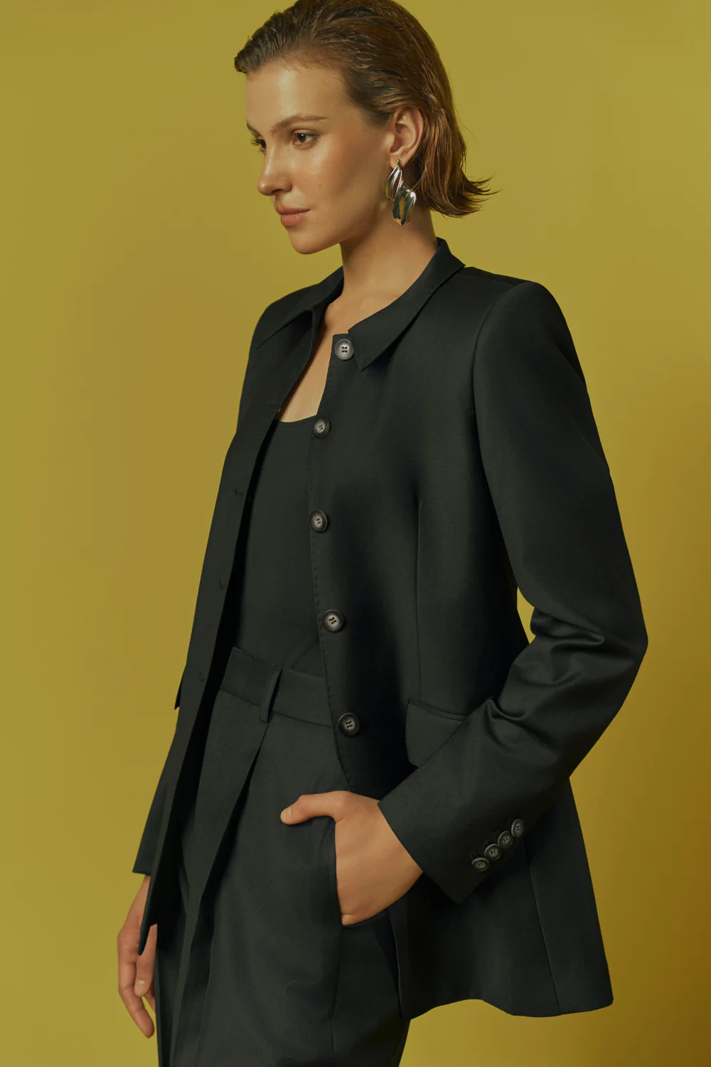 Forest Straight Single Breasted Poly Wool Blazer