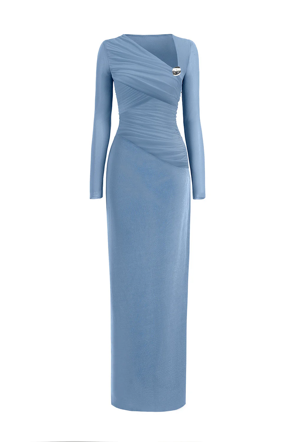 Blarune Sheath Gathered Elastic Cotton Maxi Dress