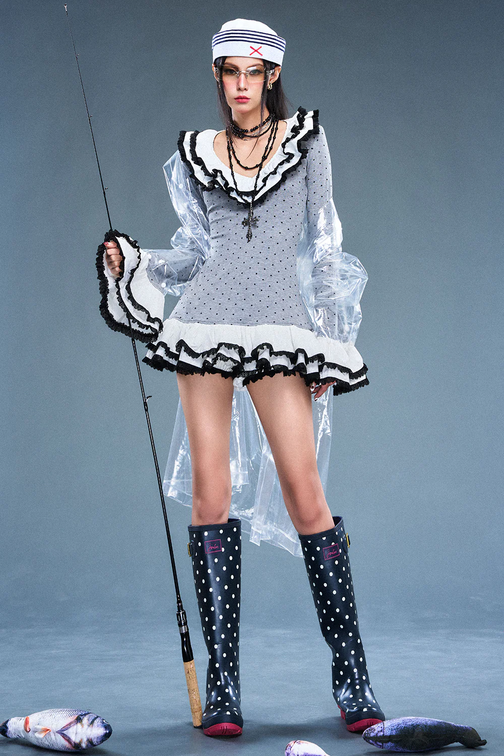 Fang Scoop Neck Ruffle Mini Dress