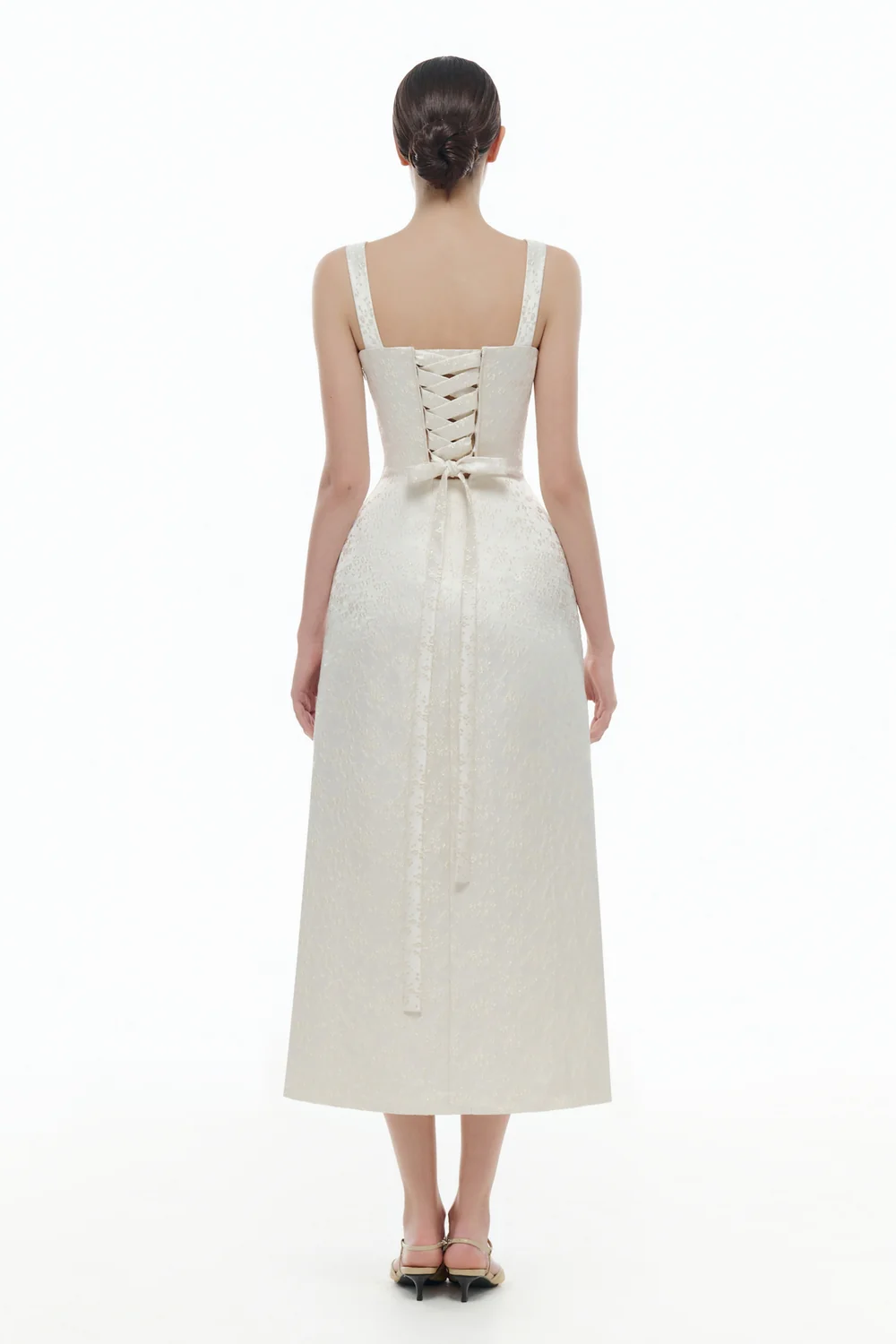 Aurea Sweetheart Draped Midi Dress