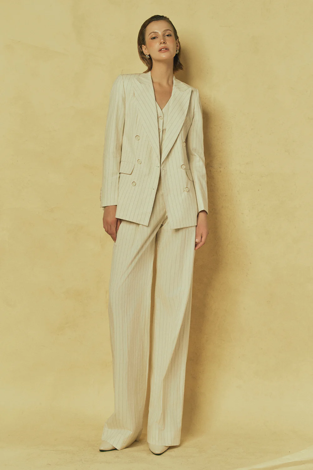 Sunbeam Straight Double Breasted Cotton Blend Blazer